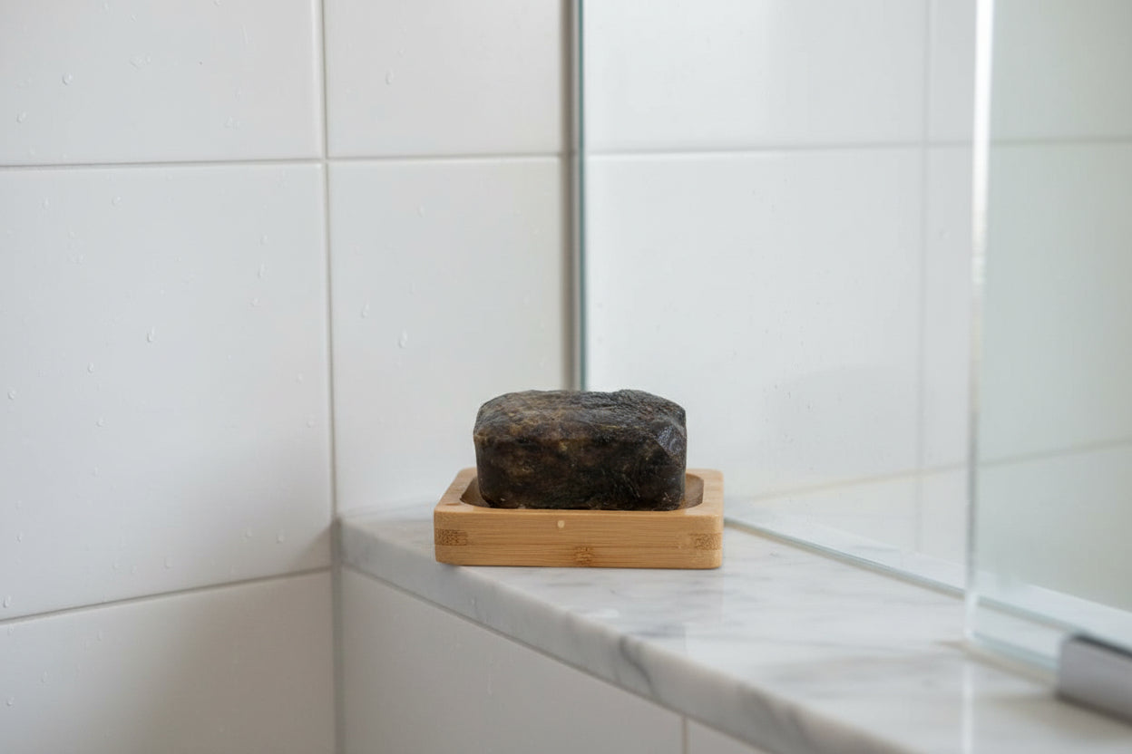 African Raw Natural Black Soap Bar Alata Samina - 6 oz.