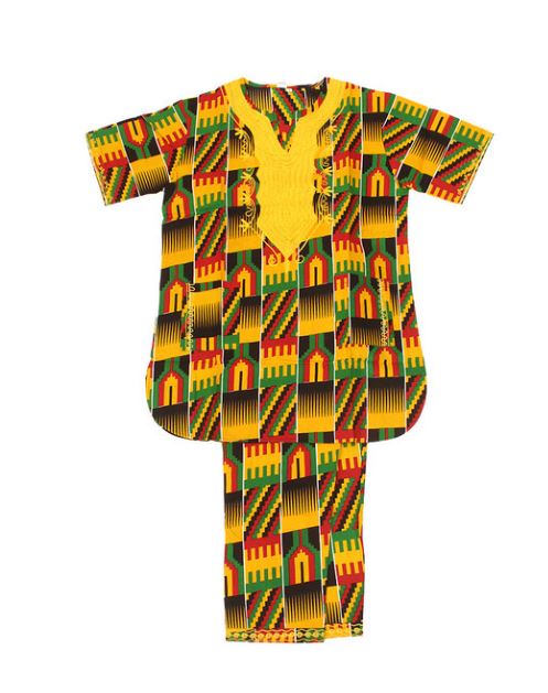 Embroidered African Kente Set ( Style 8 ) Size XL
