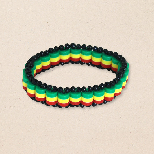African Ghanaian Rasta Beaded Bracelets Set