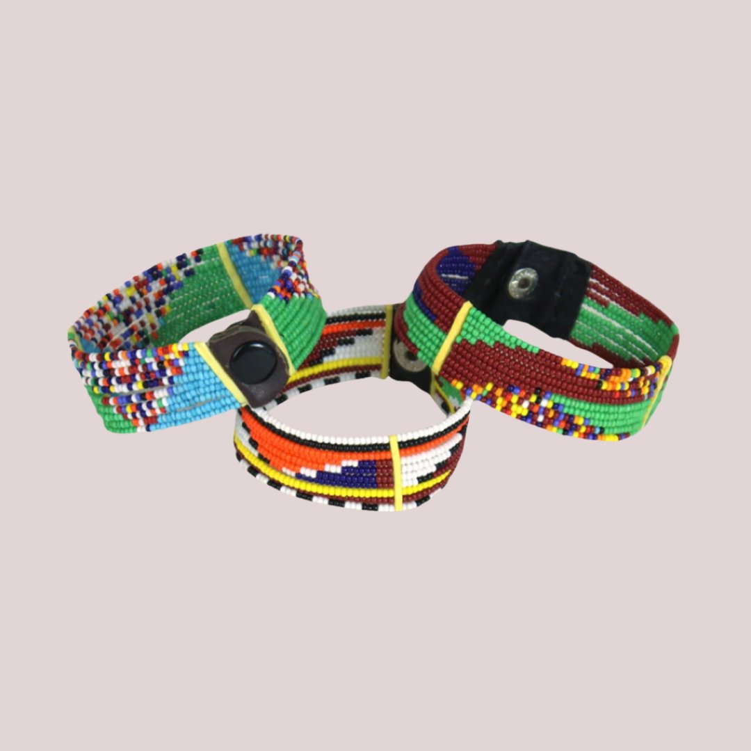 African Maasai Beaded Button Bracelets