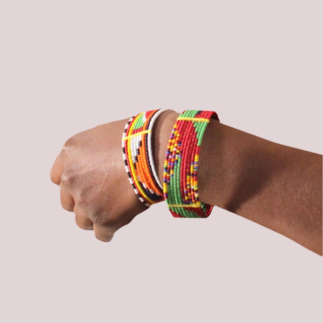 African Maasai Beaded Button Bracelets