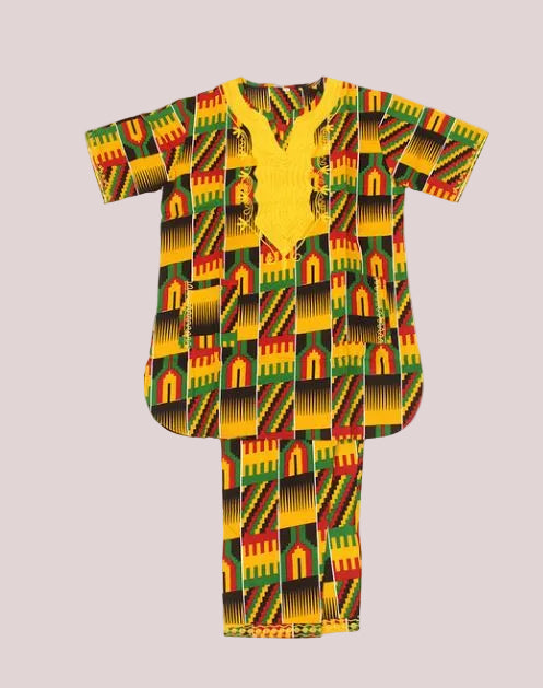 Embroidered African Kente Set ( Style 8 ) Size 3X