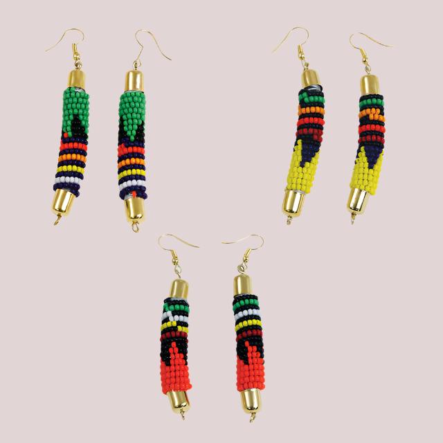 African Maasai Bead Rod Earrings