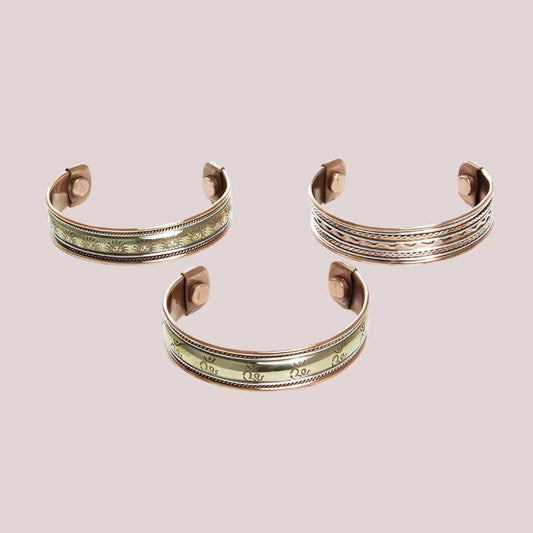 African Magnetic Copper Bracelets Set of 3