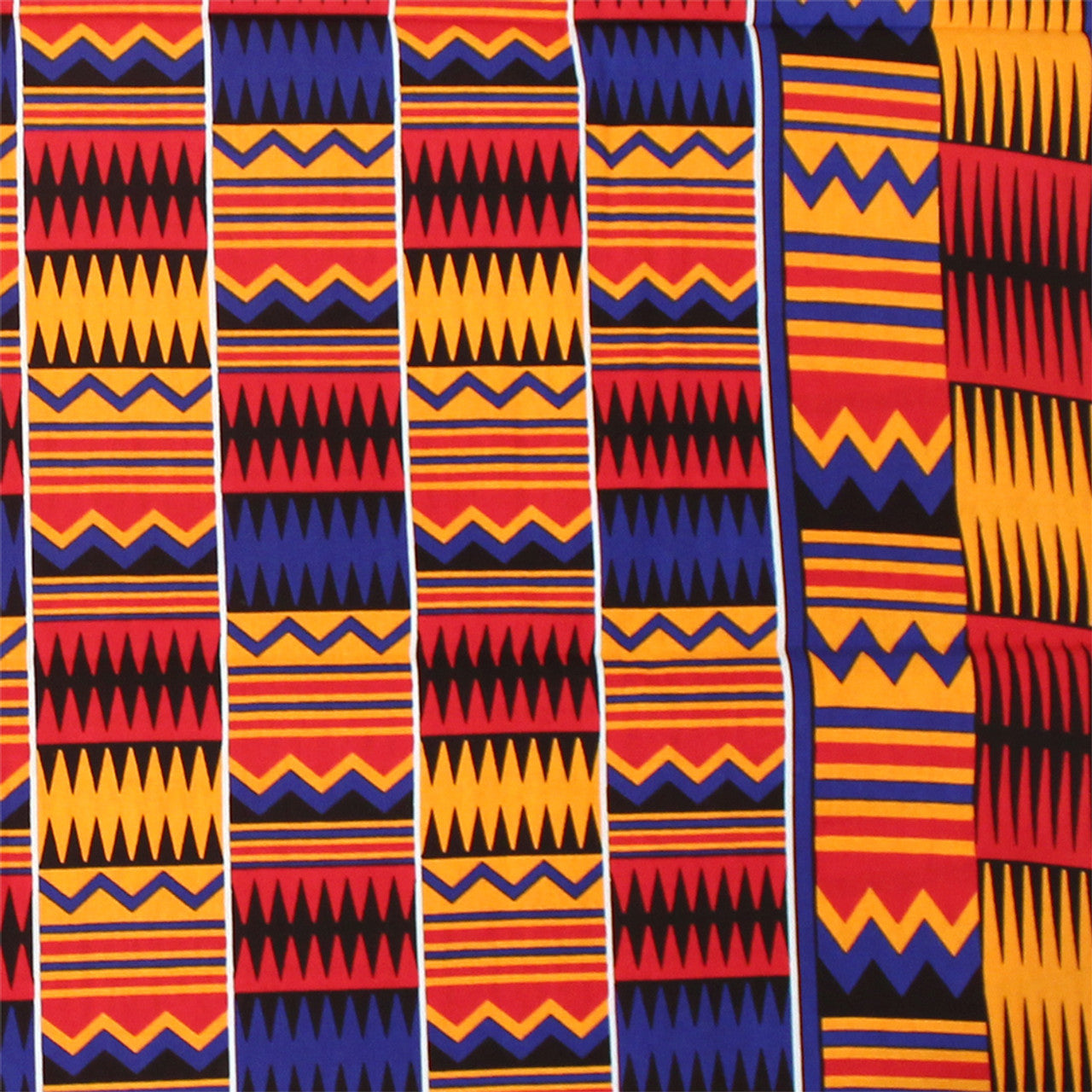 African Design Red/Blue Kente Print Fabric - 12 Yards