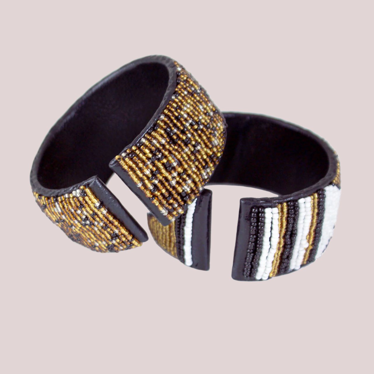 Afrikanisches kenianisches Perlenlederarmband-Set