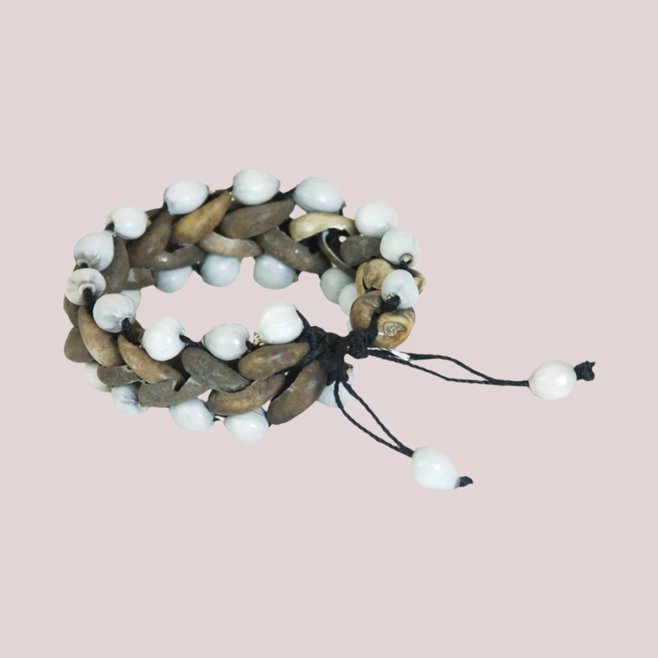 African Woven Cowrie Shell & Bead Bracelet