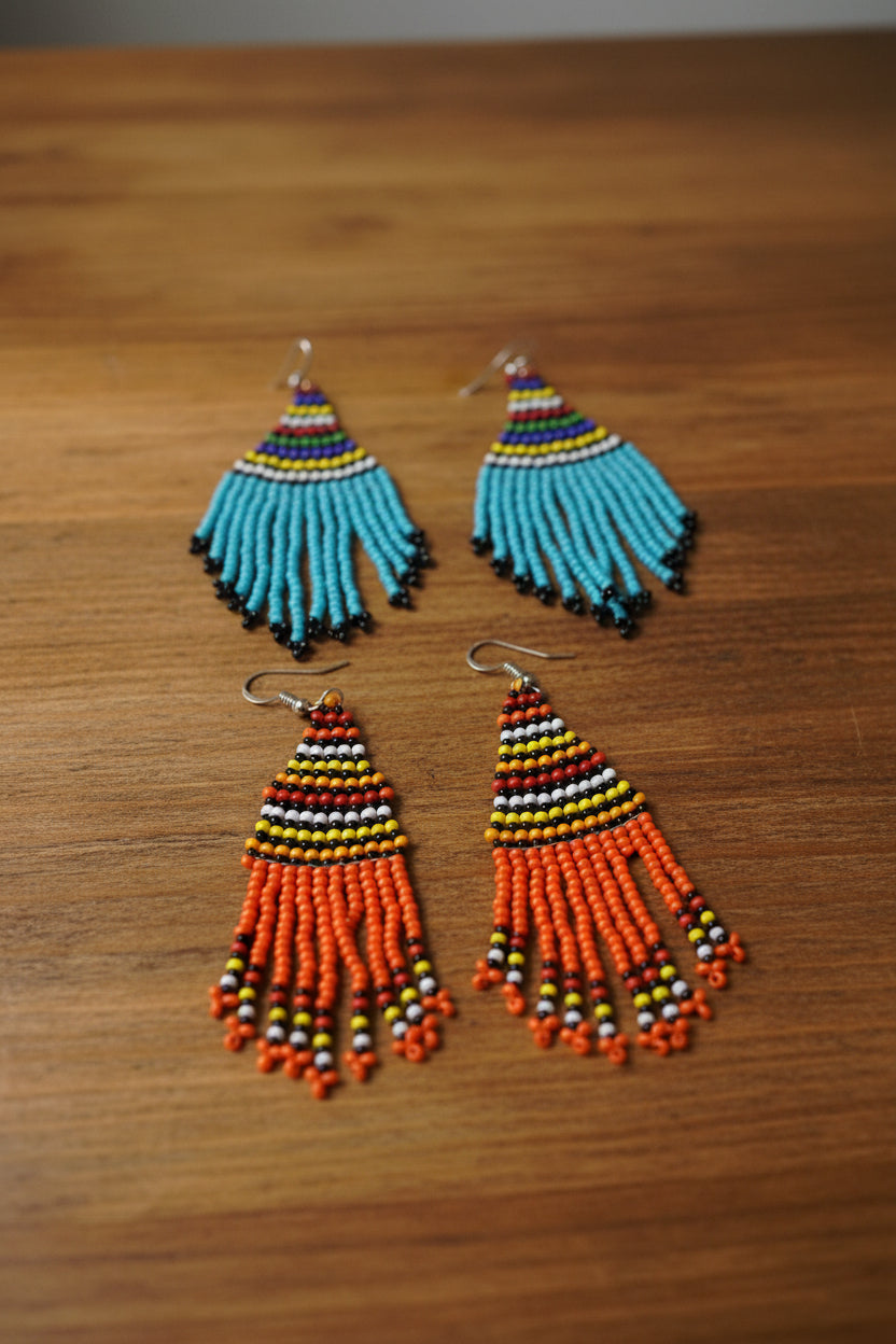 African Maasai Bead Earrings Set of 2
