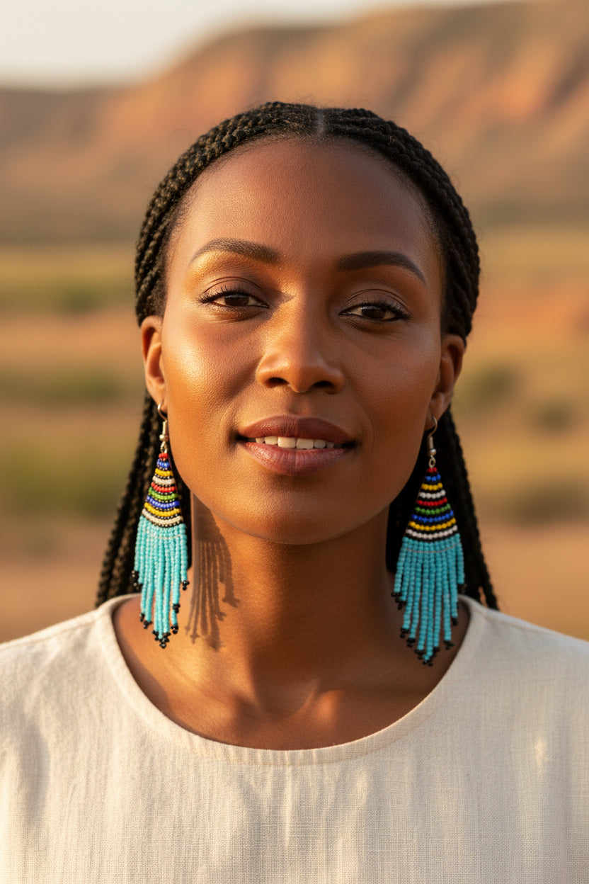 African Maasai Bead Earrings Set of 2