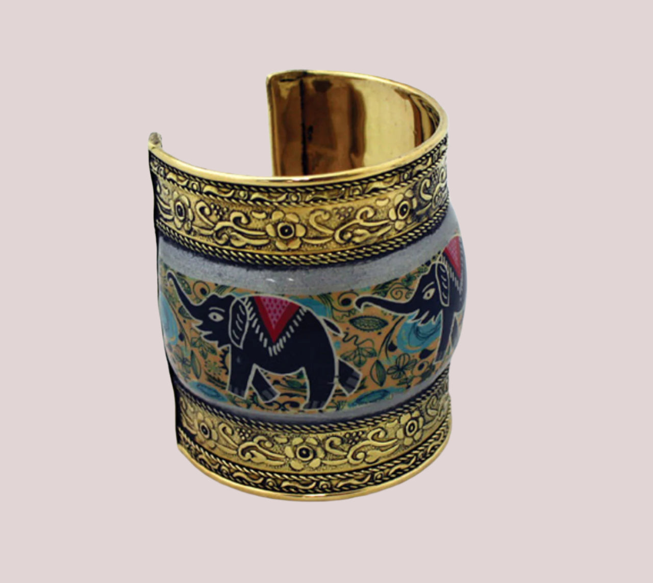 African Painted Brass Wrist Cuff