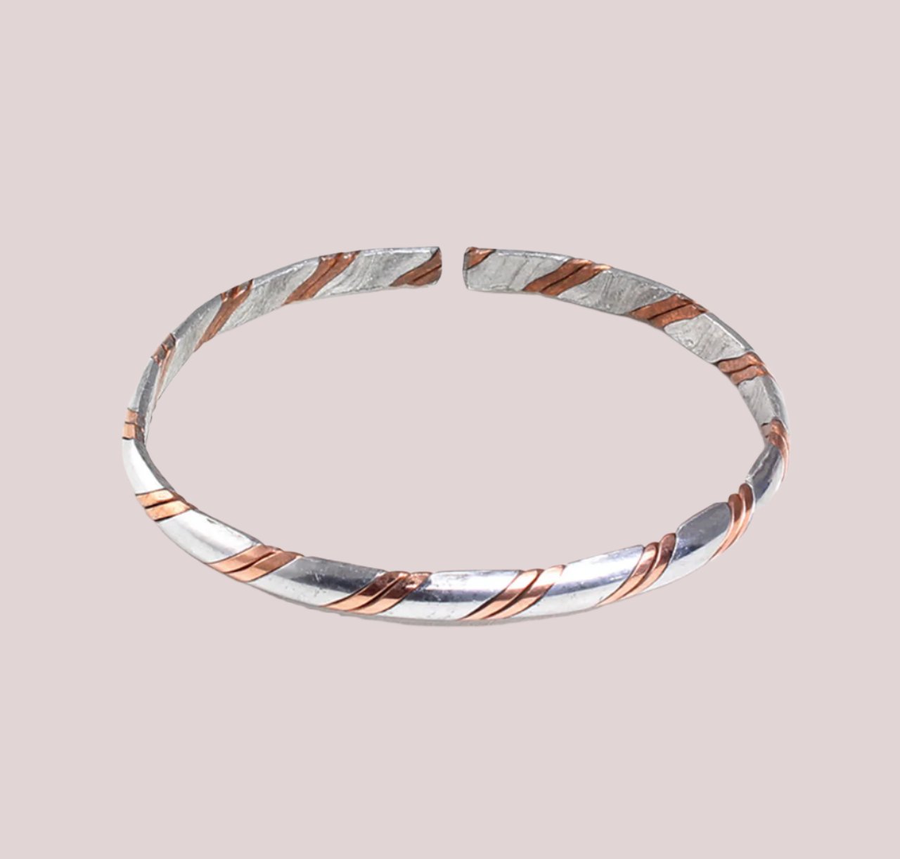 African Silver & Copper Metal Twist Bracelet