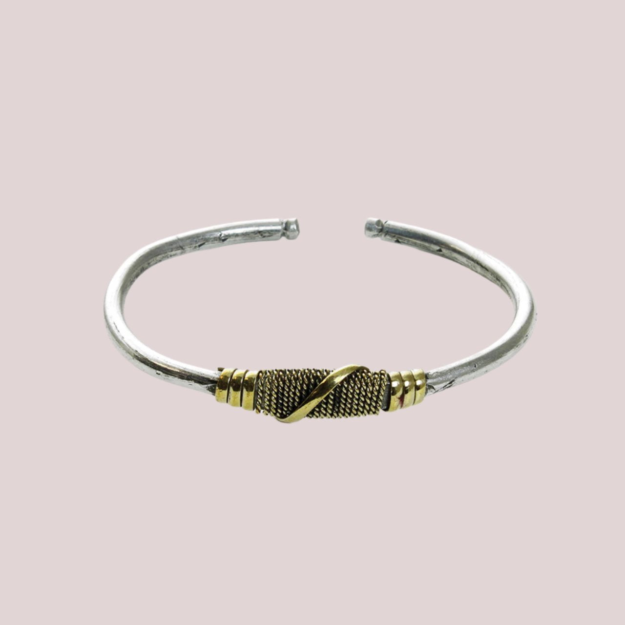 African Silver & Gold Twist Metal Bracelet