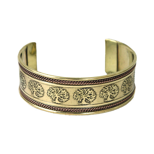 African Tree Of Life Brass Cuff