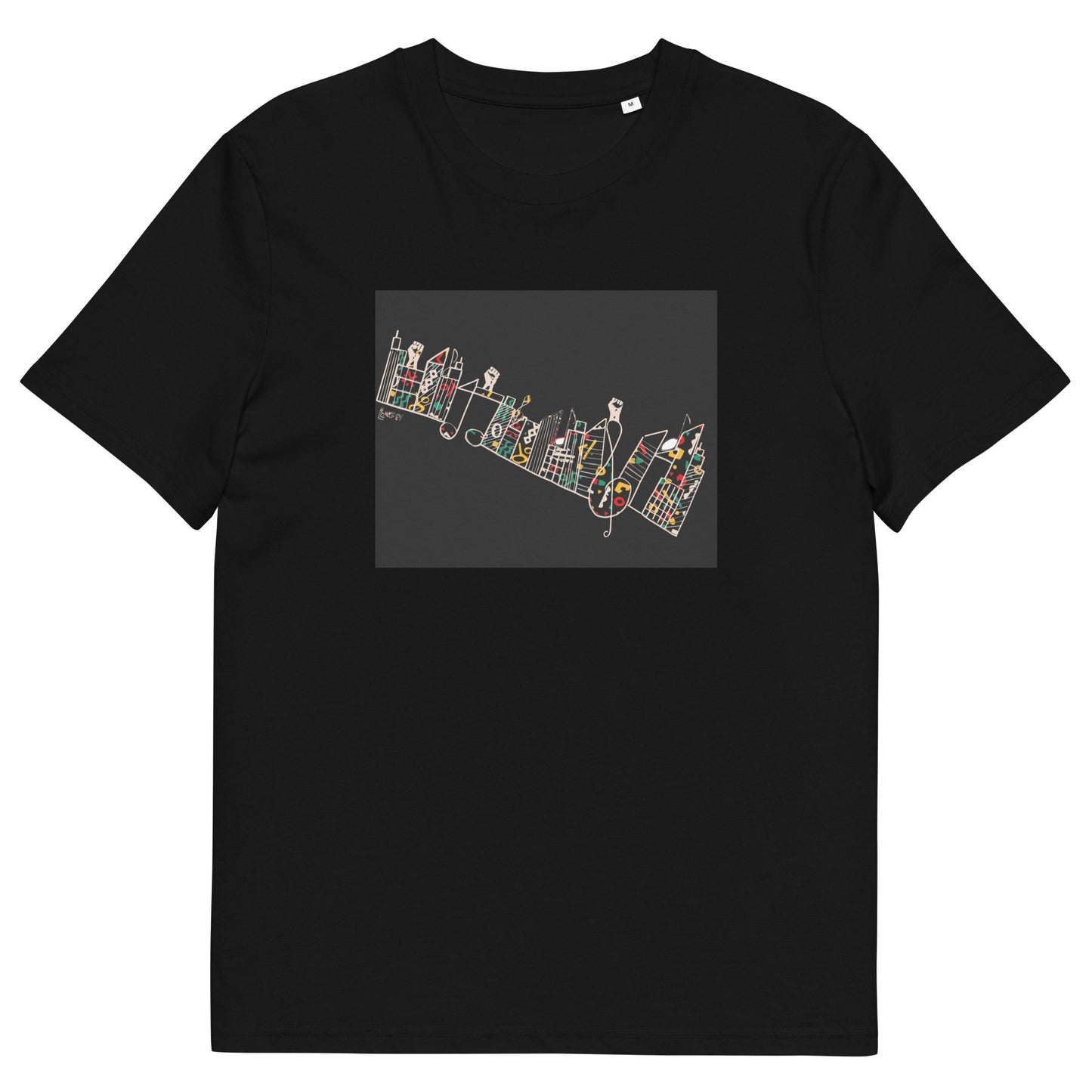 Lucky Lartey's Art "MODERNITY" in Farbe - Unisex Umweltfreundliches T-Shirt aus Bio-Baumwolle