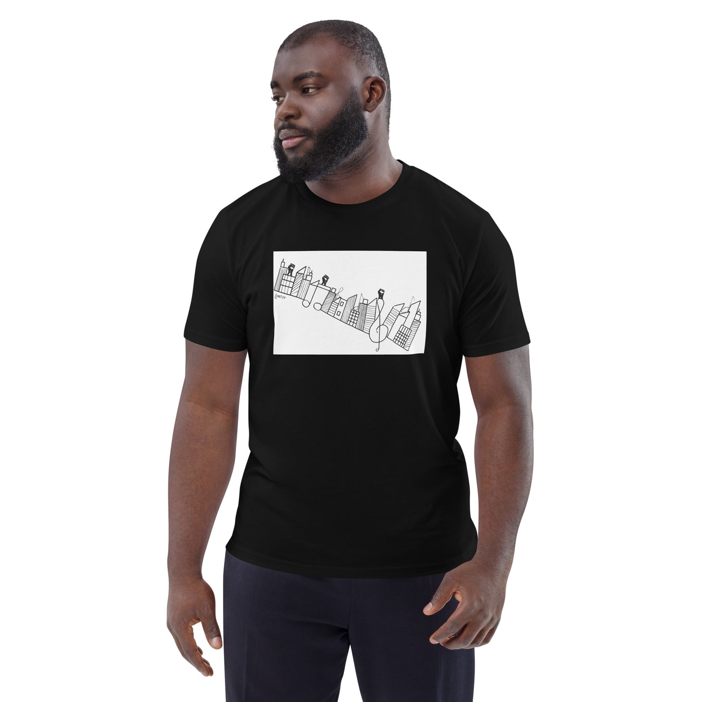 Lucky Lartey's Art "MODERNITY" - Unisex-T-Shirt aus umweltfreundlicher Bio-Baumwolle