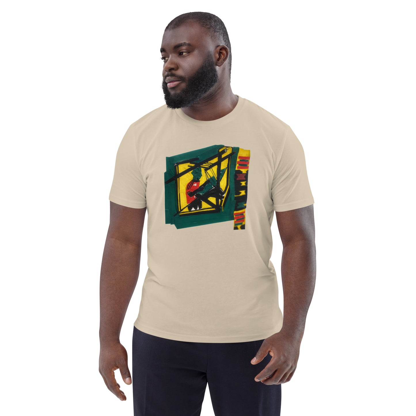 Lucky Lartey's Art "Kente Weaver" - Unisex-T-Shirt aus umweltfreundlicher Bio-Baumwolle