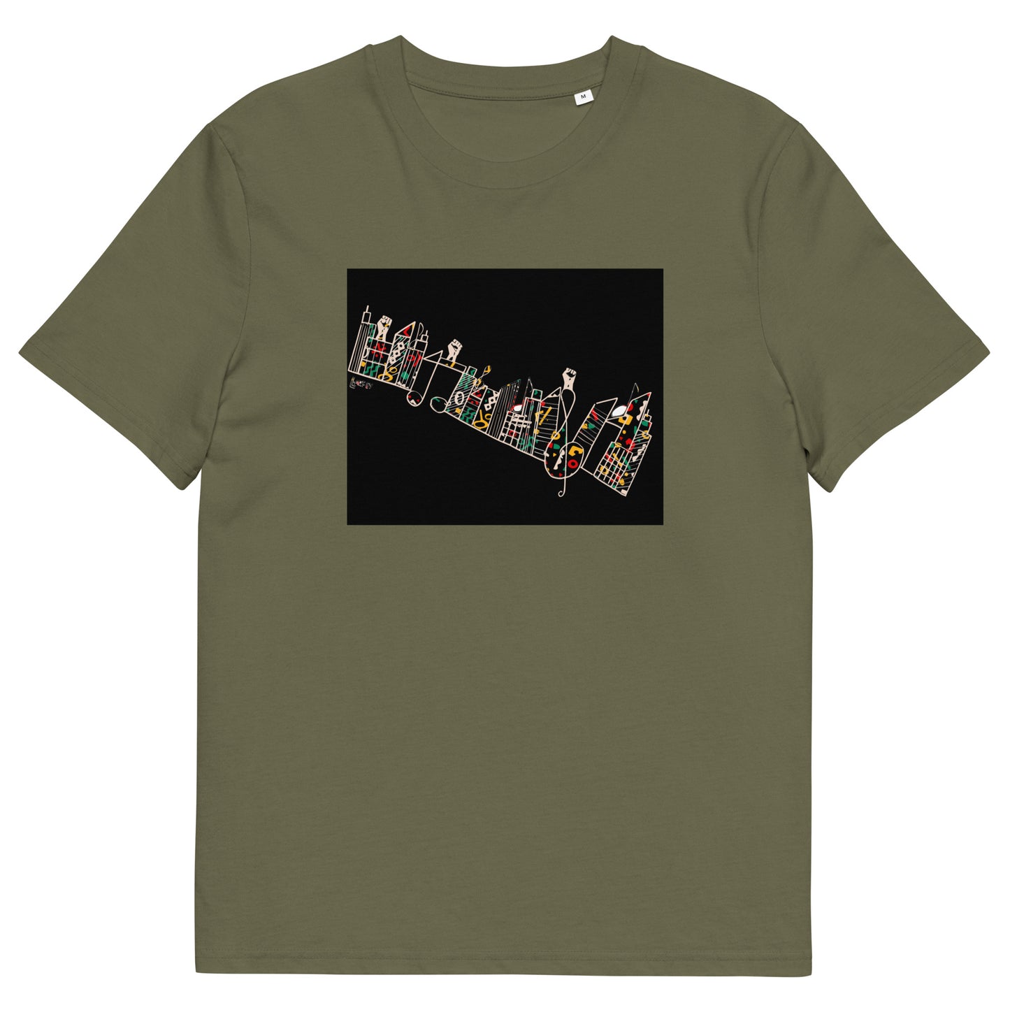 Lucky Lartey's Art "MODERNITY" in Farbe - Unisex Umweltfreundliches T-Shirt aus Bio-Baumwolle