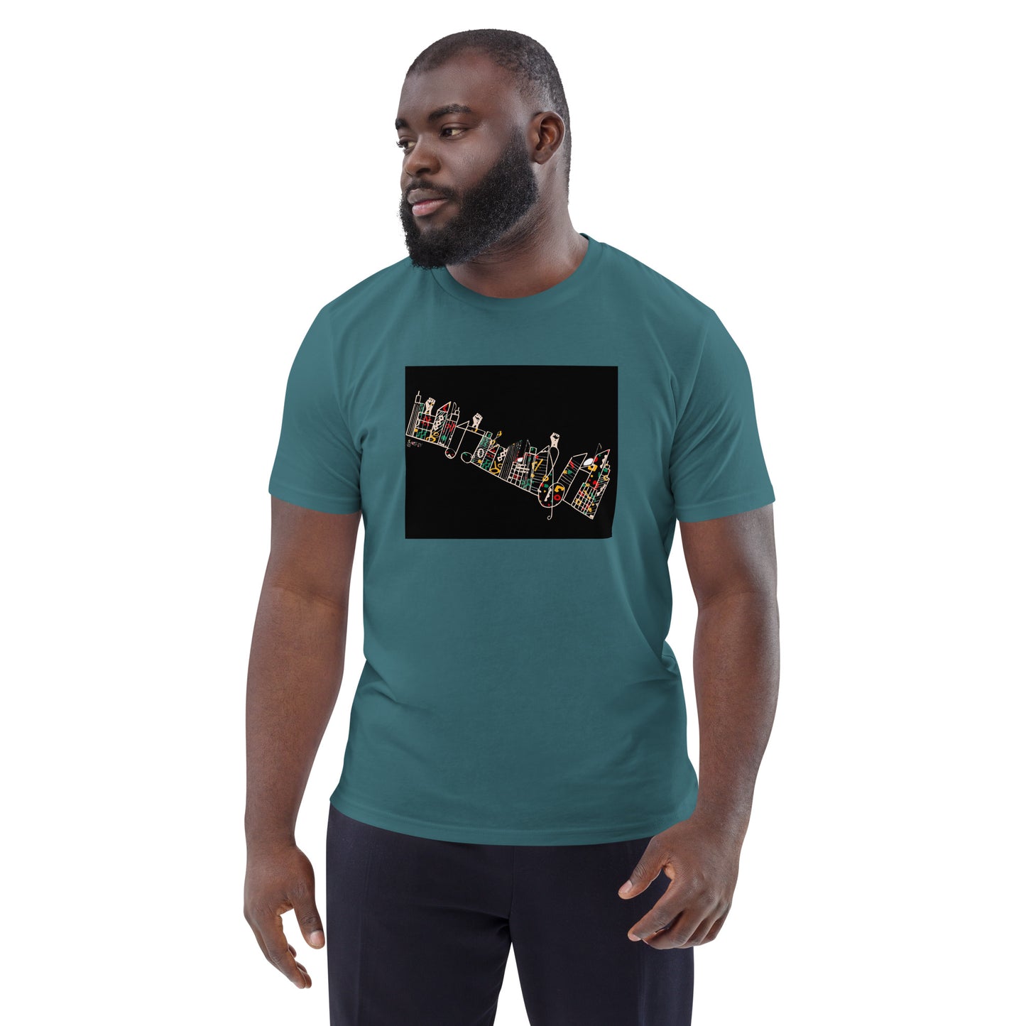 Lucky Lartey's Art "MODERNITY" in colour - Unisex Eco-Friendly Organic Cotton T-Shirt