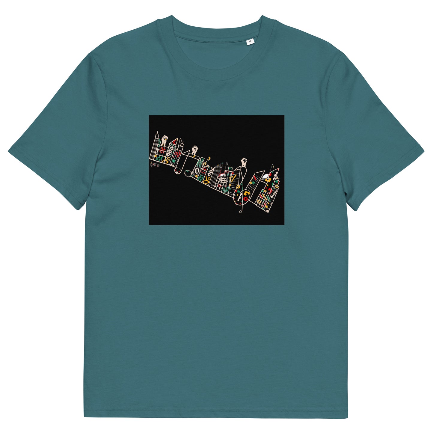 Lucky Lartey's Art "MODERNITY" in Farbe - Unisex Umweltfreundliches T-Shirt aus Bio-Baumwolle