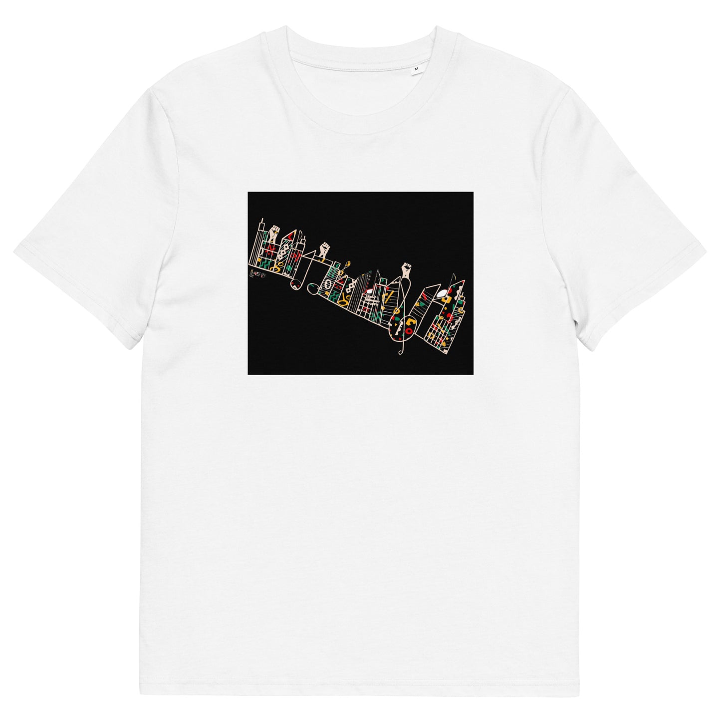 Lucky Lartey's Art "MODERNITY" in Farbe - Unisex Umweltfreundliches T-Shirt aus Bio-Baumwolle