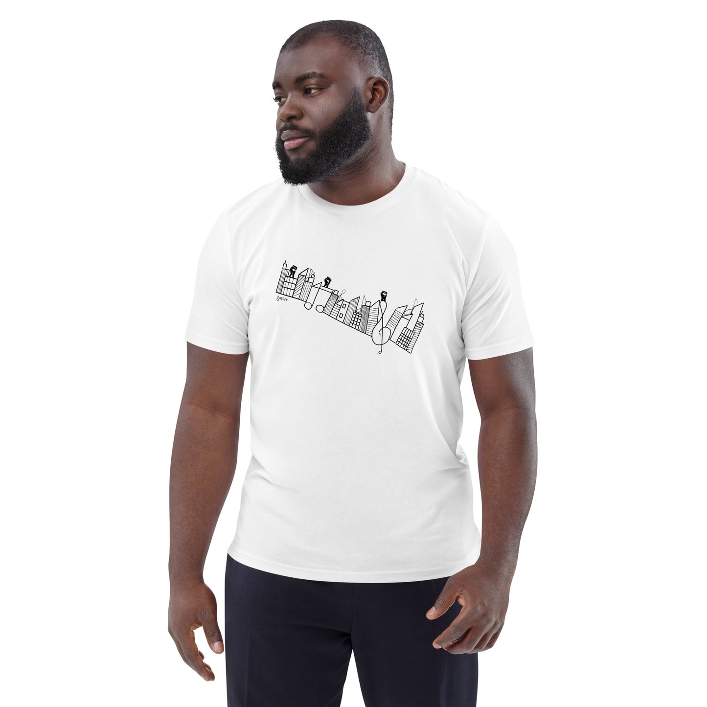 Lucky Lartey's Art "MODERNITY" - Unisex-T-Shirt aus umweltfreundlicher Bio-Baumwolle