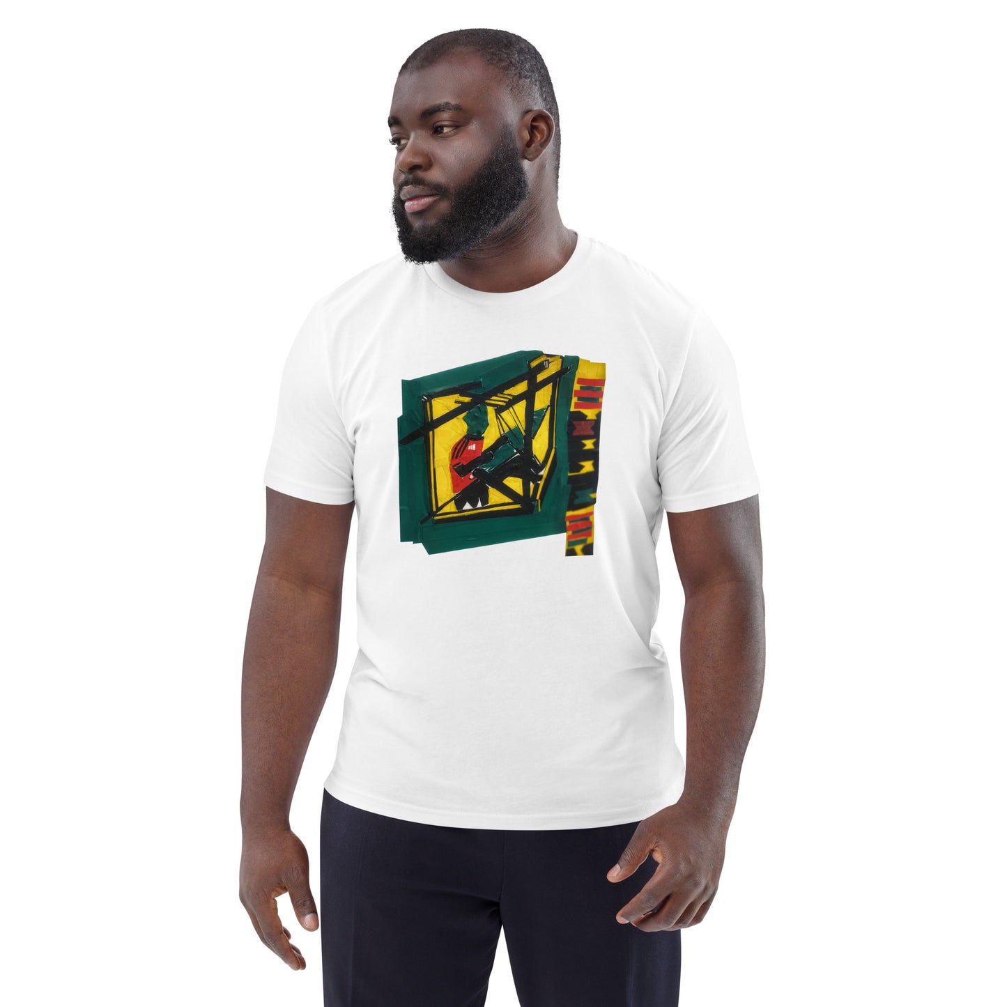 T-shirt unisexe en coton biologique respectueux de l'environnement « Kente Weaver » de Lucky Lartey